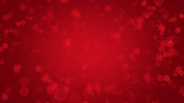 Soyut beyaz Noel arkaplanı kar tanesi ve kırmızı zemin üzerindeki ışık bokeh ve noel tatilinde metin için kopya alanı, duvar kâğıdı çizimi 
