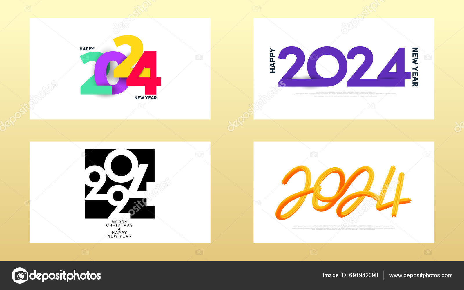 2024 Font Design New Year's Day Set Background Number Design Stock