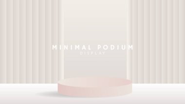 Lüks görünen soyut pembe podyum, minimal podyum ve kırmızı zemin, sunum için 3d podyum, gösteri için sahne, illüstrasyon 3d Vector EPS 10