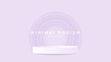 Mor üzerine soyut beyaz podyum, minimal podyum ve kırmızı zemin, sunum için 3d podyum, gösteri için sahne, illüstrasyon 3d Vector EPS 10