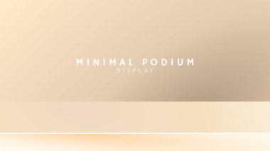 Soyut Altın Sahne Gösterimi, Asgari Podyum ve Kızıl Arkaplan, Sunum için 3d Podyum, Gösteri için Sahne, Görüntü 3d Vector EPS 10
