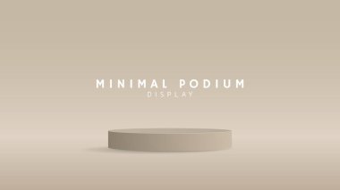 Soyut lüks krem podyumu, minimal podyum ve kırmızı zemin, sunum için 3d podyum, gösteri için sahne, illüstrasyon 3d EPS 10