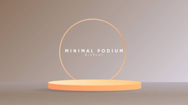 Soyut Sarı podyum, kahverengi zemin, minimal podyum ve kırmızı zemin, sunum için 3d podyum, gösteri için sahne, illüstrasyon 3d Vector EPS 10
