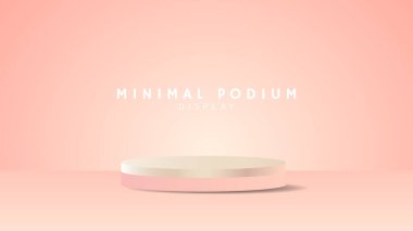 Özet Rose altın lüks podyum ve arka plan, minimum podyum ve kırmızı zemin, sunum için 3d podyum, gösteri için sahne, illüstrasyon 3d Vector EPS 10