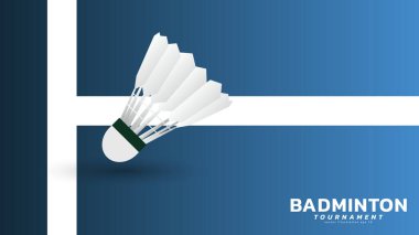 Badminton servis horozu beyaz çizgi mavi arkaplan, vektör spor illüstrasyon posteri veya afiş tarzı, illüstrasyon vektörü EPS 10