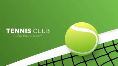 Tenis topu yeşil sahada beyaz çizgide, Top çizgide, Tenis spor konsepti için resim, Vector Illustration EPS 10