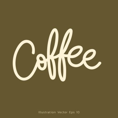Kahverengi arka planda kahve el harfleri, yassı modern tasarım, illüstrasyon Vector EPS 10