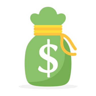 Beyaz arkaplanda yeşil para çantası izole edildi, Vektör illüstrasyon EPS 10