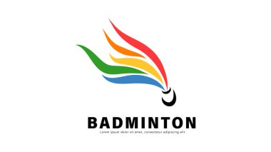 Badminton logo tasarımı, simge logosu. Badminton spor logo şablonu vektörü, spor kulübü logosu konsepti, illüstrasyon Vector EPS 10