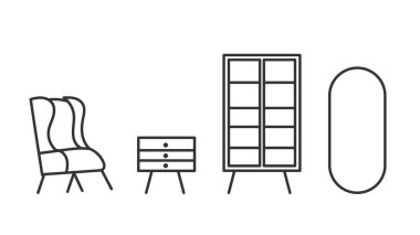 Mobilya vektör çizimleri. vektör illüstrasyonu