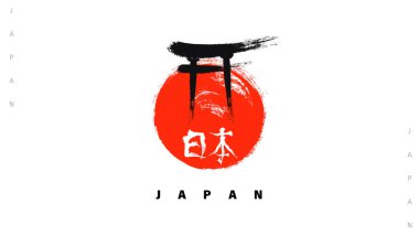 Japonya logo tasarımı, Japonya 'nın elementler sembolü, Vektör illüstrasyon EPS 10