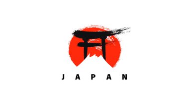 Japonya logo tasarımı, Japonya 'nın elementler sembolü, Vektör illüstrasyon EPS 10