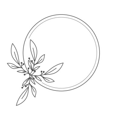 Çiçek çerçeveleri, çelenkler, moda çizimleri, çizgi çizimi, el yapımı tasarım elemanları, beyaz arkaplanda izole edilmiş yassı modern tasarım, Vektör illüstrasyon EPS 10