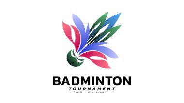 Shuttlecock simgesi vektörü, modern tasarım ve beyaz arkaplanda izole edilmiş güzel renkler, illüstrasyon Vector EPS 10, Badminton Şampiyonası Logosu için kullanılabilir