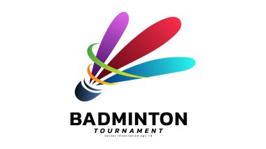 Shuttlecock simgesi vektörü, modern tasarım ve beyaz arkaplanda izole edilmiş güzel renkler, illüstrasyon Vector EPS 10, Badminton Şampiyonası Logosu için kullanılabilir