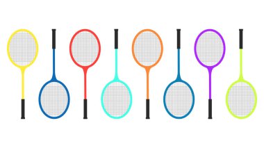Badminton simge vektörünü beyaz arkaplanda izole et, illüstrasyon Vector EPS 10, Badminton Şampiyonası Logosu için kullanılabilir
