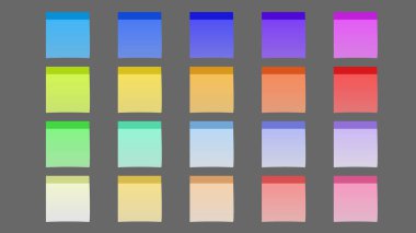 Renkli Yapışkan Notlar ve Etiketler Koleksiyonu, gri arka planda, Not Defteri toplantı hatırlatıcısı, Düz Modern tasarım, illüstrasyon Vektörü EPS 10