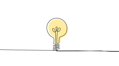 Düzenlenebilir tek bir satırı olan bir ampul. Logo, iş, illüstrasyon Vektörü EPS 10 için minimal doğrusal tasarım