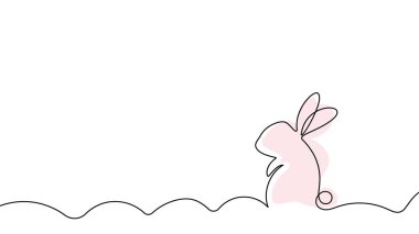 Sürekli düzenlenebilen bir çizgi halinde tavşan kuyruğu. Logo, iş, illüstrasyon Vektörü EPS 10 için minimal doğrusal tasarım