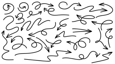 Farklı yönlere bakan okları beyaz arkaplanda izole edilmiş el yazısı, Düz Modern tasarım, illüstrasyon Vektörü EPS 10 olarak ayarla