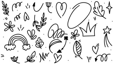 El çizimi çiçek elementleri. vektör illüstrasyonu