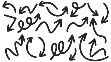 Farklı yönlere bakan okları beyaz arkaplanda izole edilmiş el yazısı, Düz Modern tasarım, illüstrasyon Vektörü EPS 10 olarak ayarla