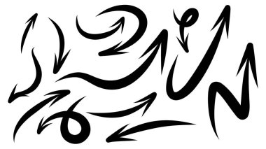 Farklı yönlere bakan okları beyaz arkaplanda izole edilmiş el yazısı, Düz Modern tasarım, illüstrasyon Vektörü EPS 10 olarak ayarla