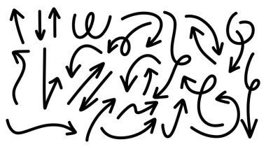 Farklı yönlere bakan okları beyaz arkaplanda izole edilmiş el yazısı, Düz Modern tasarım, illüstrasyon Vektörü EPS 10 olarak ayarla