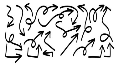 Farklı yönlere bakan okları beyaz arkaplanda izole edilmiş el yazısı, Düz Modern tasarım, illüstrasyon Vektörü EPS 10 olarak ayarla