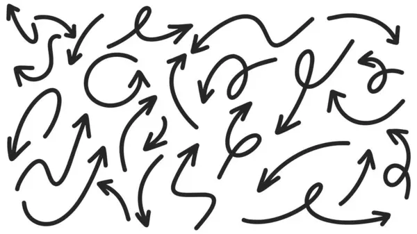 Farklı yönlere bakan okları beyaz arkaplanda izole edilmiş el yazısı, Düz Modern tasarım, illüstrasyon Vektörü EPS 10 olarak ayarla