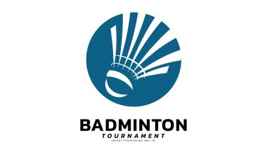 Badminton Shuttlecock Logo sembolü vektörü, modern tasarım ve beyaz arkaplanda izole edilmiş güzel renkler Badminton Şampiyonası Logosu, illüstrasyon Vektörü EPS 10 için kullanılabilir