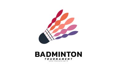 Badminton Shuttlecock Logo sembolü vektörü, modern tasarım ve beyaz arkaplanda izole edilmiş güzel renkler Badminton Şampiyonası Logosu, illüstrasyon Vektörü EPS 10 için kullanılabilir