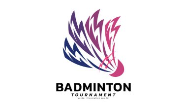 Badminton Shuttlecock Logo sembolü vektörü, modern tasarım ve beyaz arkaplanda izole edilmiş güzel renkler Badminton Şampiyonası Logosu, illüstrasyon Vektörü EPS 10 için kullanılabilir