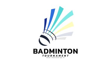 Badminton Shuttlecock Logo sembolü vektörü, modern tasarım ve beyaz arkaplanda izole edilmiş güzel renkler Badminton Şampiyonası Logosu, illüstrasyon Vektörü EPS 10 için kullanılabilir
