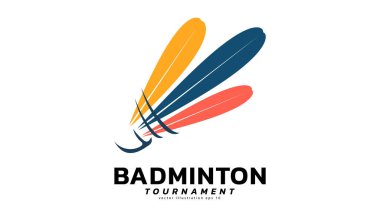 Badminton Shuttlecock Logo sembolü vektörü, modern tasarım ve beyaz arkaplanda izole edilmiş güzel renkler Badminton Şampiyonası Logosu, illüstrasyon Vektörü EPS 10 için kullanılabilir
