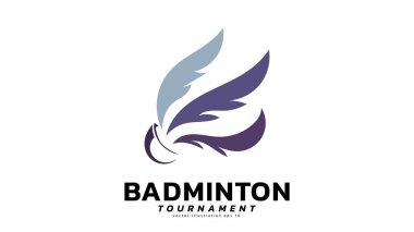Badminton Shuttlecock Logo sembolü vektörü, modern tasarım ve beyaz arkaplanda izole edilmiş güzel renkler Badminton Şampiyonası Logosu, illüstrasyon Vektörü EPS 10 için kullanılabilir