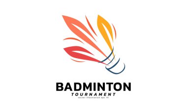 Badminton Shuttlecock Logo sembolü vektörü, modern tasarım ve beyaz arkaplanda izole edilmiş güzel renkler Badminton Şampiyonası Logosu, illüstrasyon Vektörü EPS 10 için kullanılabilir
