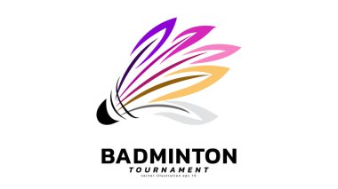Badminton Shuttlecock Logo sembolü vektörü, modern tasarım ve beyaz arkaplanda izole edilmiş güzel renkler Badminton Şampiyonası Logosu, illüstrasyon Vektörü EPS 10 için kullanılabilir