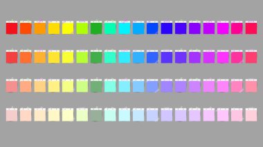 Kağıt ve notlar, çıkartmalar, yapışkan kağıtlar ve bant vektörü seti, gri zemin üzerinde, Düz Modern tasarım, illüstrasyon Vektörü EPS 1