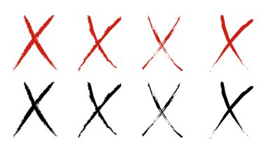 kırmızı ve siyah suluboya vuruşlar, beyaz arkaplanda izole edilmiş, yassı modern tasarım, illüstrasyon vektörü EPS 10 