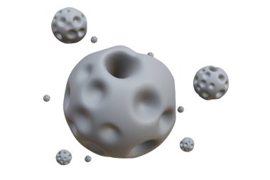 Beyaz kürelerin soyut 3d yorumlayıcısı, kırpma yolu ile, 3B görüntüleme