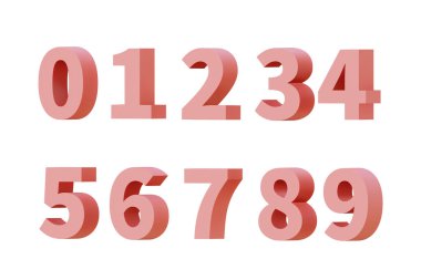 Kırmızılı dokuz numara beyaz arkaplanda izole edilmiş, kırpma yolu ile, 3B oluşturma