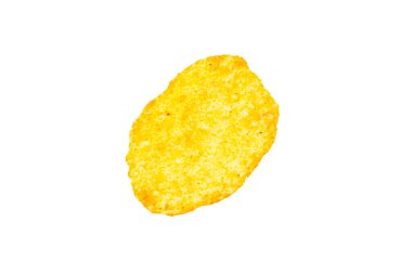 Baharatlı patates cipsi, beyaz arkaplanda izole edilmiş patates cipsi, kırpma yolu