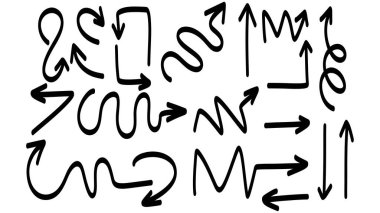 Farklı yönlere bakan okları beyaz arkaplanda izole edilmiş el yazısı, Düz Modern tasarım, illüstrasyon Vektörü EPS 10 olarak ayarla