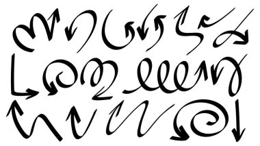 Farklı yönlere bakan okları beyaz arkaplanda izole edilmiş el yazısı, Düz Modern tasarım, illüstrasyon Vektörü EPS 10 olarak ayarla