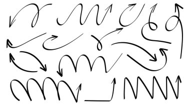 Farklı yönlere bakan okları beyaz arkaplanda izole edilmiş el yazısı, Düz Modern tasarım, illüstrasyon Vektörü EPS 10 olarak ayarla