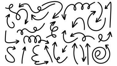 Farklı yönlere bakan okları beyaz arkaplanda izole edilmiş el yazısı, Düz Modern tasarım, illüstrasyon Vektörü EPS 10 olarak ayarla