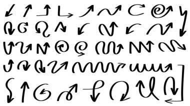 Farklı yönlere bakan okları beyaz arkaplanda izole edilmiş el yazısı, Düz Modern tasarım, illüstrasyon Vektörü EPS 10 olarak ayarla