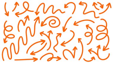 Farklı yönlere bakan okları beyaz arkaplanda izole edilmiş el yazısı, Düz Modern tasarım, illüstrasyon Vektörü EPS 10 olarak ayarla