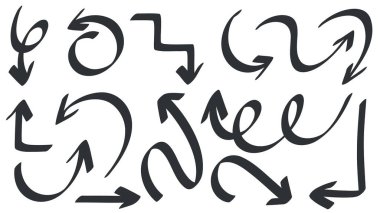 Farklı yönlere bakan okları beyaz arkaplanda izole edilmiş el yazısı, Düz Modern tasarım, illüstrasyon Vektörü EPS 10 olarak ayarla